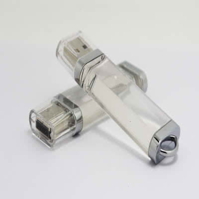 Clé USB transparente avec fente métallique Elston