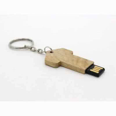 Clé USB en bois en forme de clef avec anneau Weneit